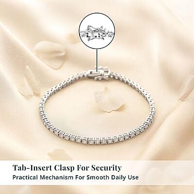 Luxuriant Lab Grown Diamond G-H SI 3.85 ctw Tennis Bracelet in Rhodium Over Sterling Silver (6.50 In)