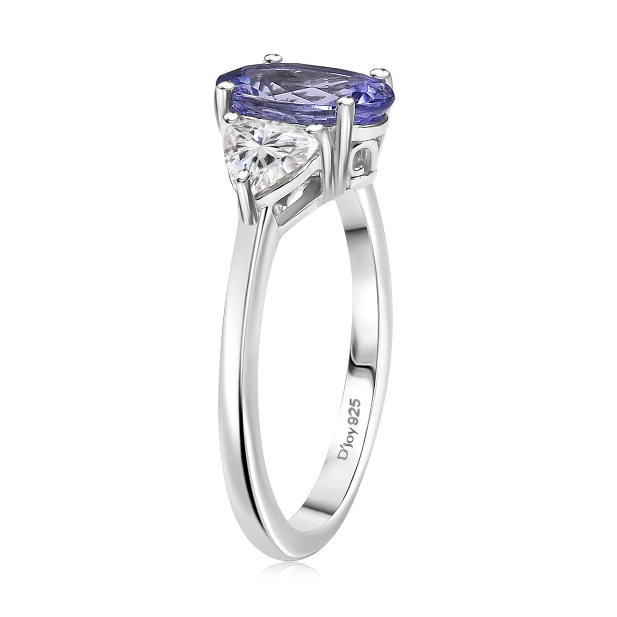 D'Joy Tanzanite and Moissanite 2.60 ctw Ring in Rhodium Over Sterling Silver (Size 10.0) image number 2
