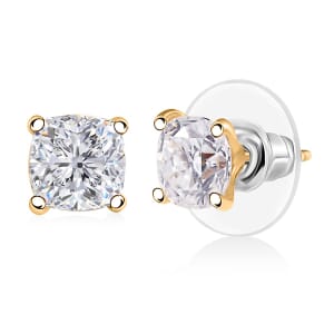 D'Joy Moissanite 2.00 ctw Solitaire Stud Earrings in 18K Vermeil Yellow Gold Over Sterling Silver