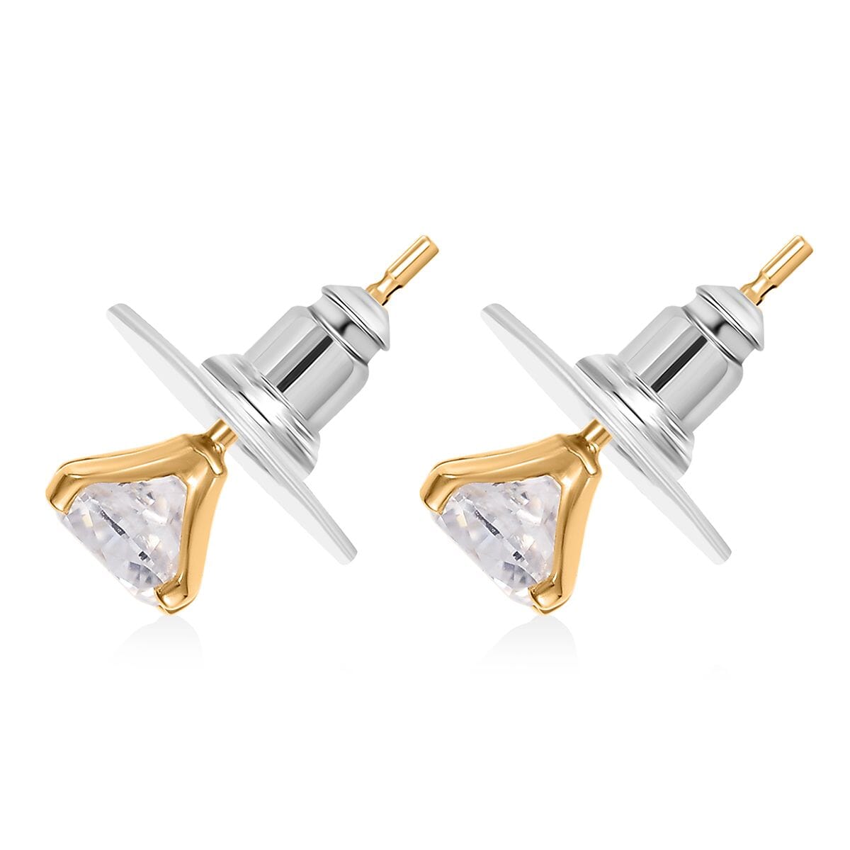 D'Joy Moissanite 2.00 ctw Solitaire Stud Earrings in 18K Vermeil Yellow Gold Over Sterling Silver image number 3