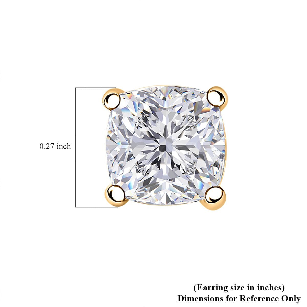 D'Joy Moissanite 2.00 ctw Solitaire Stud Earrings in 18K Vermeil Yellow Gold Over Sterling Silver