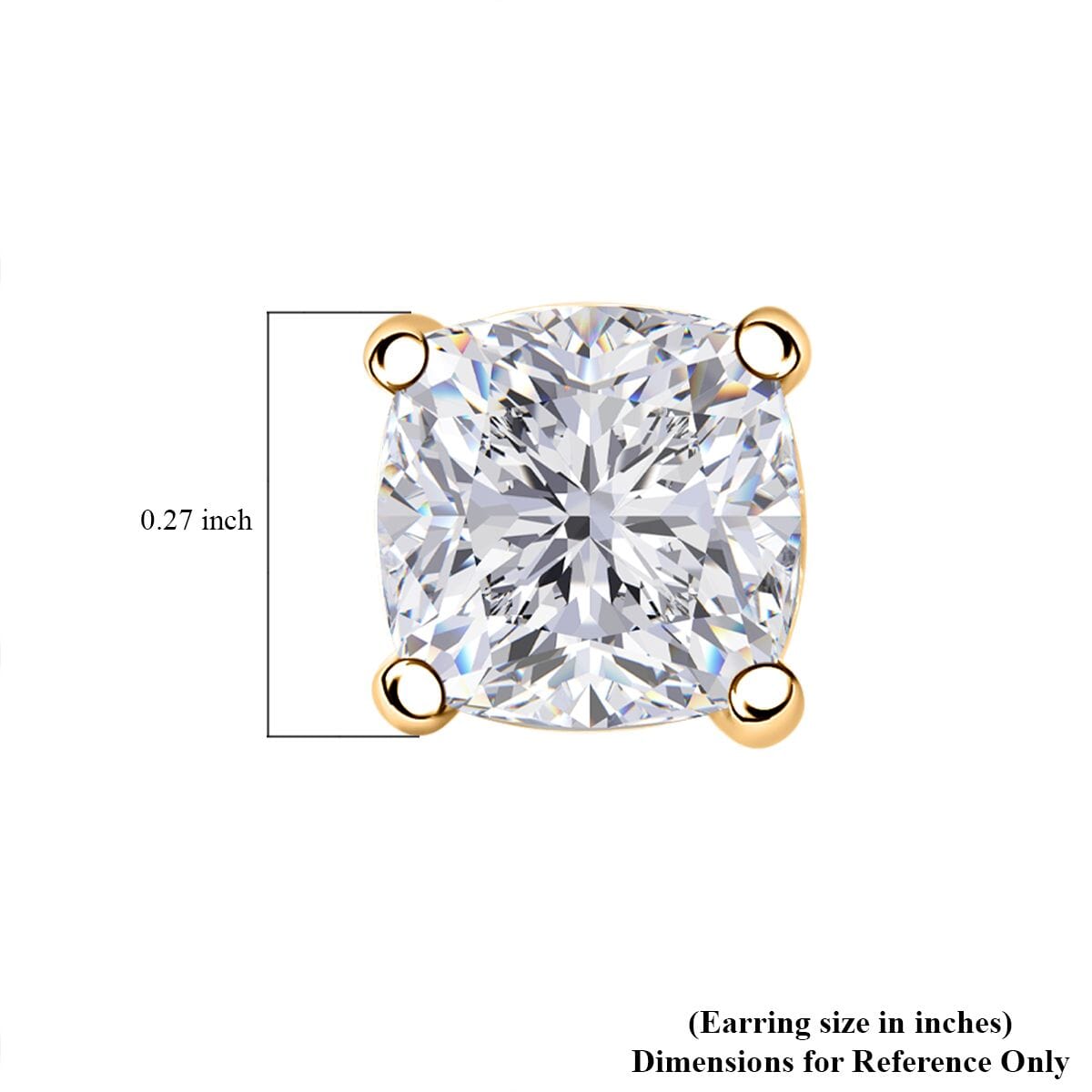 D'Joy Moissanite 2.00 ctw Solitaire Stud Earrings in 18K Vermeil Yellow Gold Over Sterling Silver image number 4