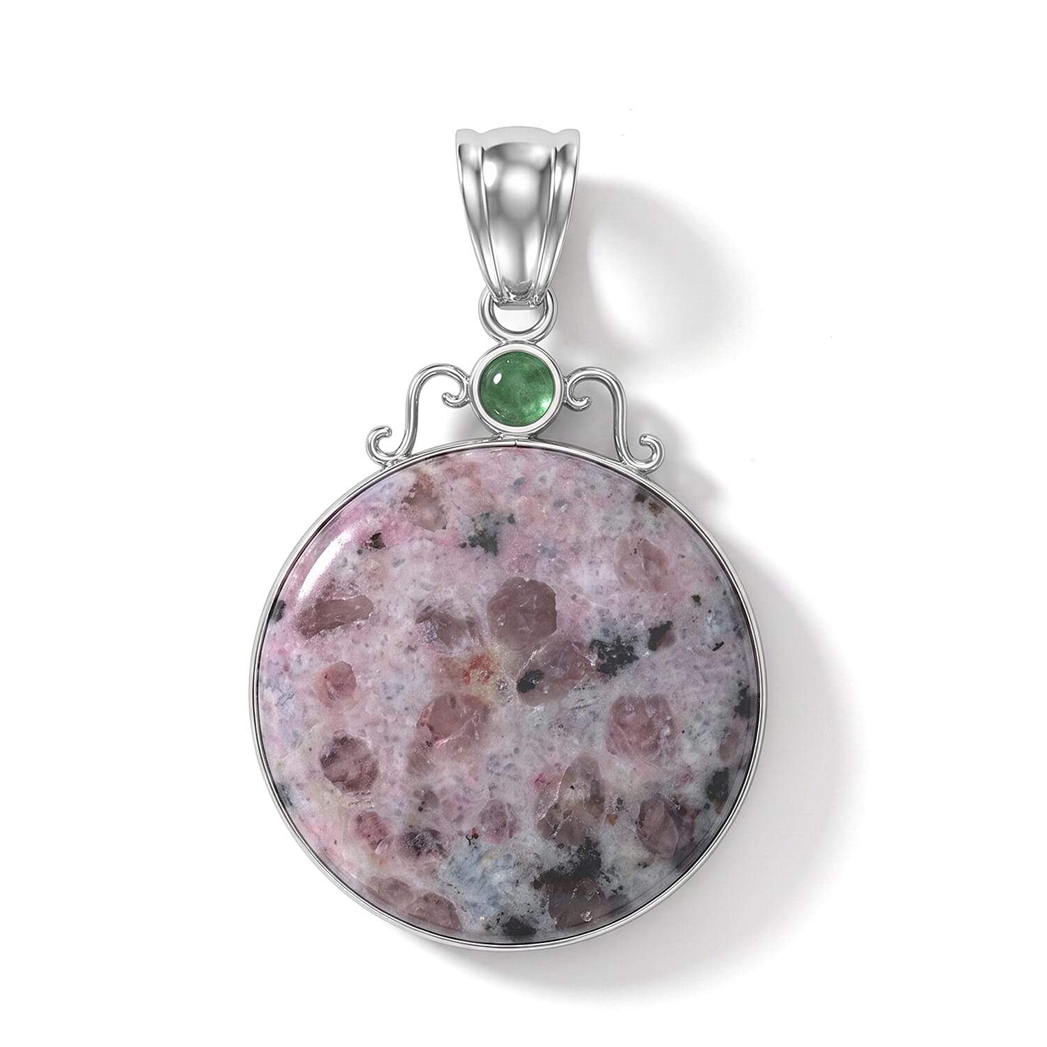 Center Stone Varies Purple Quartz 47.00 ctw Coyote Moon Pendant without Chain in Silvertone