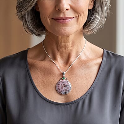 Center Stone Varies Purple Quartz 47.00 ctw Coyote Moon Pendant without Chain in Silvertone