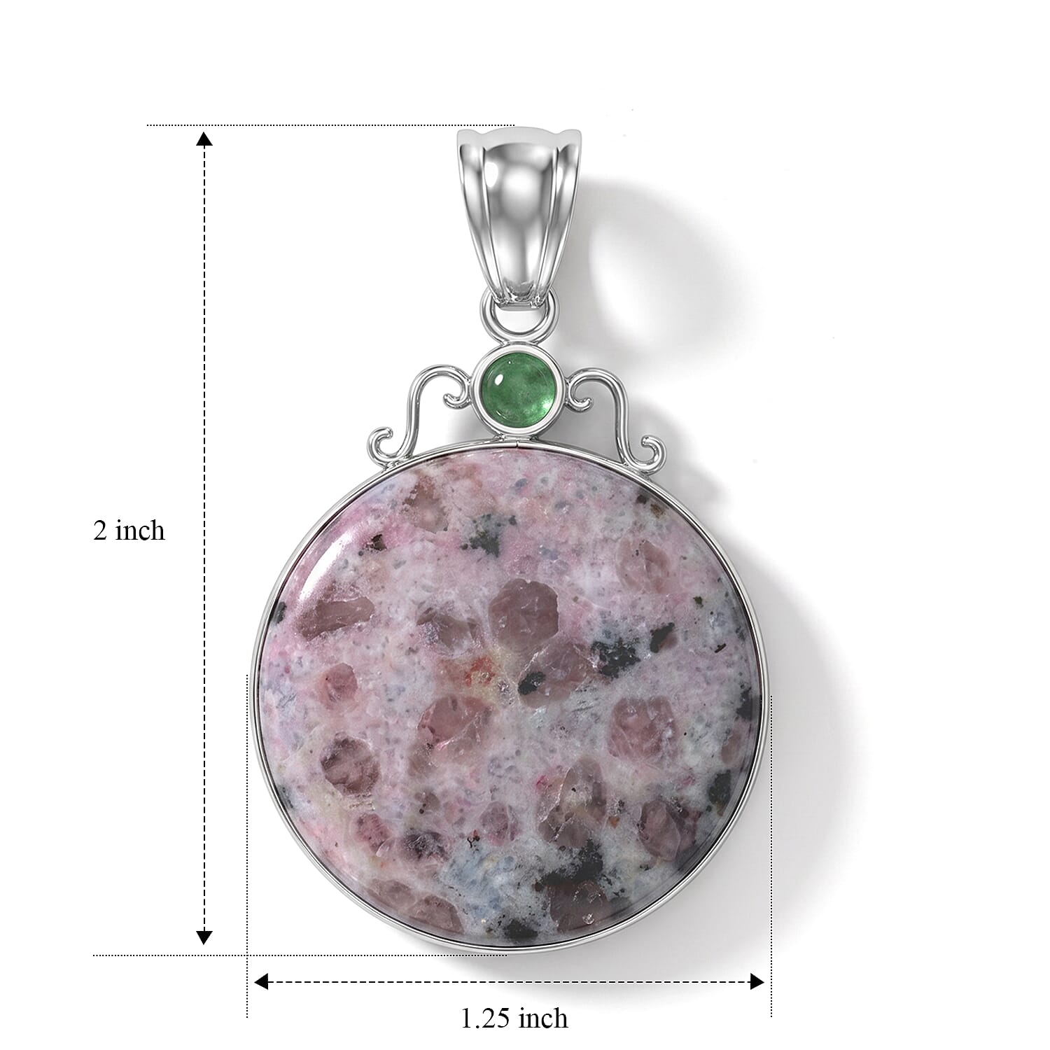 Center Stone Varies Purple Quartz 47.00 ctw Coyote Moon Pendant without Chain in Silvertone