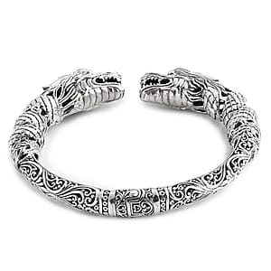 D'Joy Bali Legacy Twin Dragon Cuff Bracelet in Sterling Silver (7.25 In) 42.25 Grams