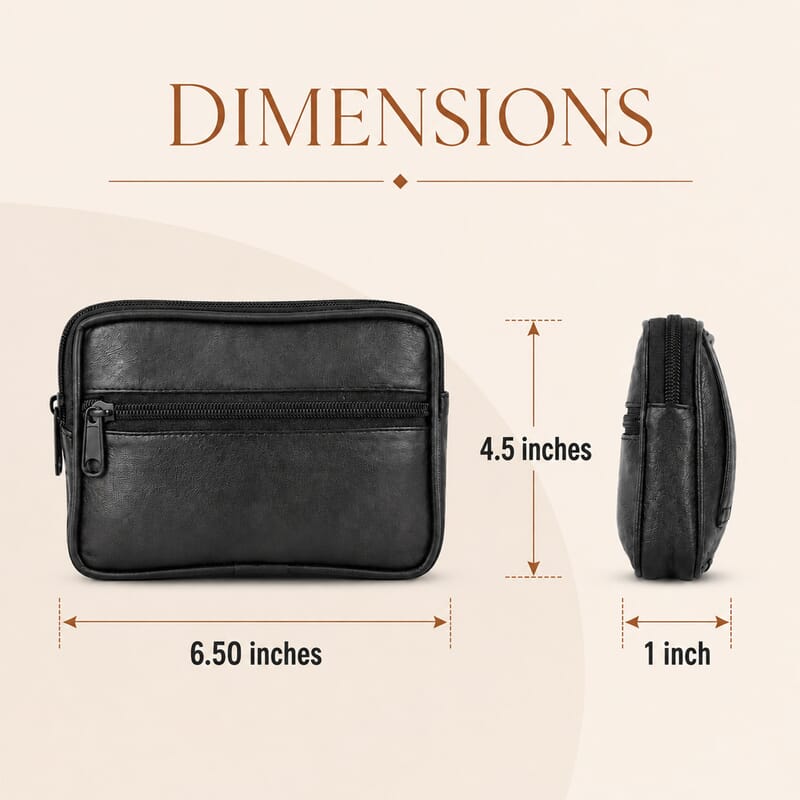 Set of 3 Black, Brown and Red 100% Genuine Leather Pouch
