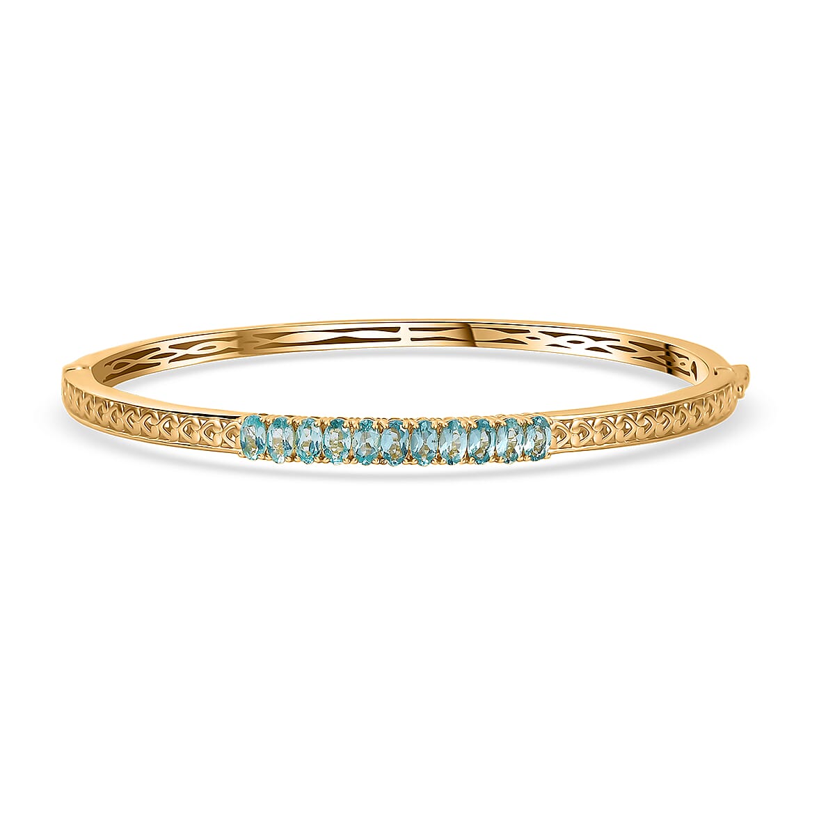 EverTrue Paraiba Apatite 11.75 ctw Bangle Bracelet in 18K YG Plated (6.50 In) image number 0