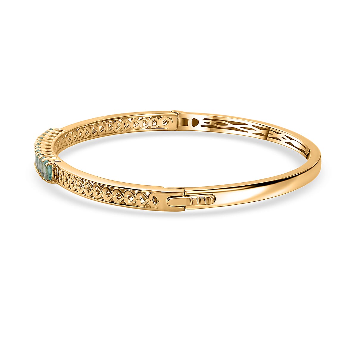 EverTrue Paraiba Apatite 11.75 ctw Bangle Bracelet in 18K YG Plated (6.50 In) image number 3