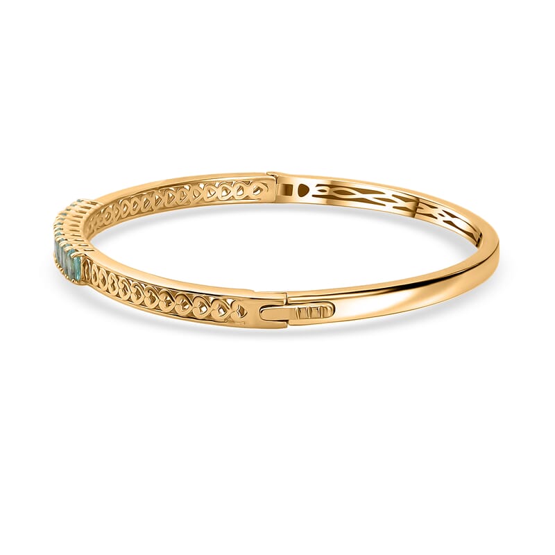 EverTrue Paraiba Apatite 11.75 ctw Bangle Bracelet in 18K YG Plated (6.50 In)