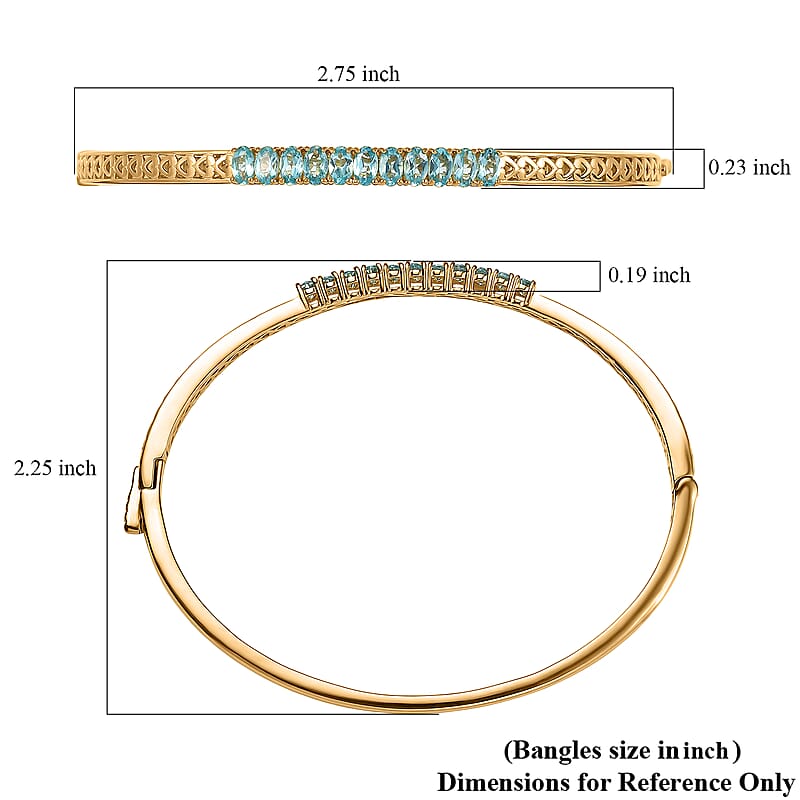 EverTrue Paraiba Apatite 11.75 ctw Bangle Bracelet in 18K YG Plated (6.50 In)