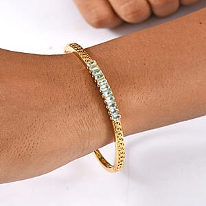EverTrue Paraiba Apatite 11.75 ctw Bangle Bracelet in 18K YG Plated (7.25 In)