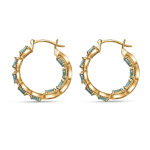 EverTrue Paraiba Apatite 4.20 ctw Hoop Earrings in 18K YG Plated