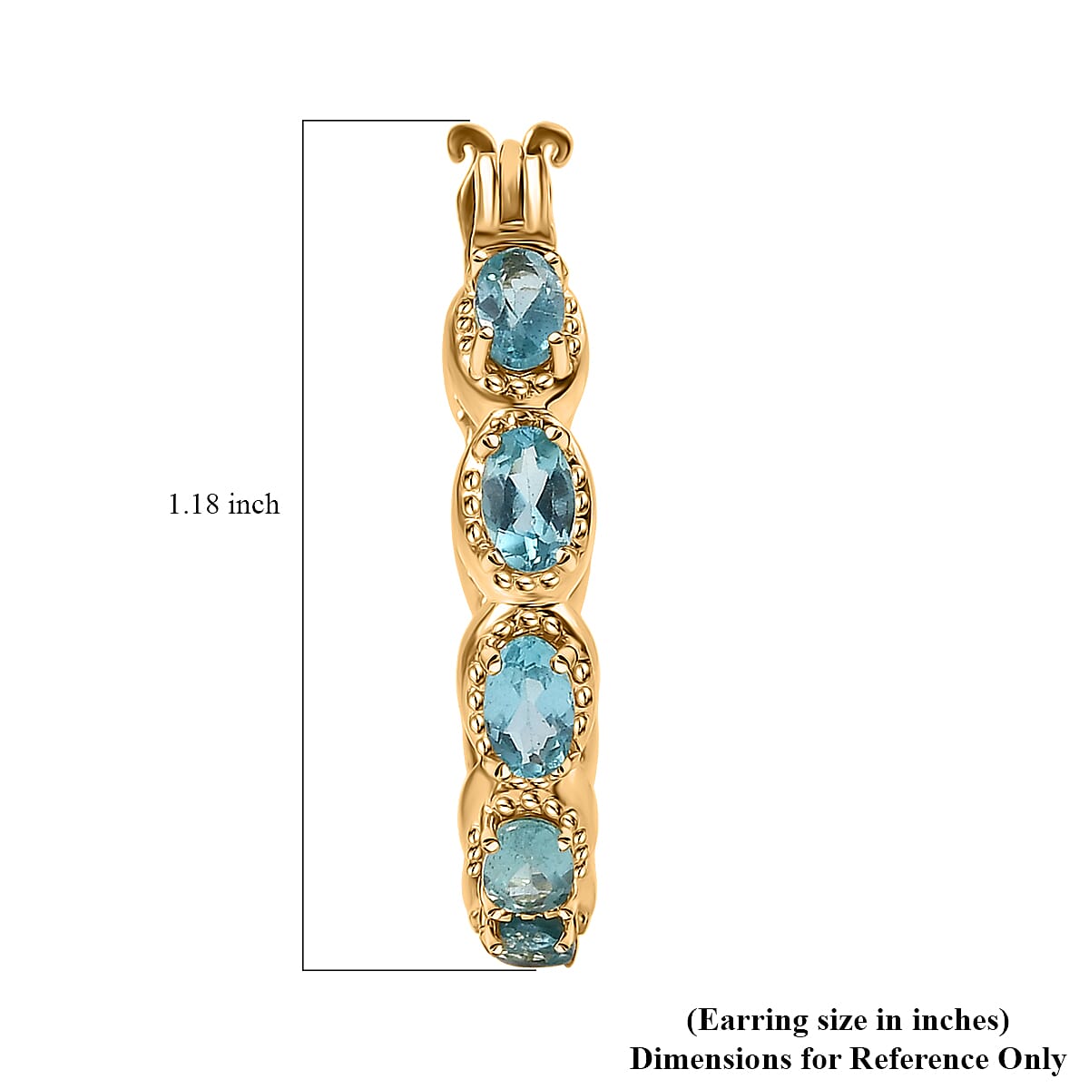 EverTrue Paraiba Apatite 4.20 ctw Hoop Earrings in 18K YG Plated image number 4
