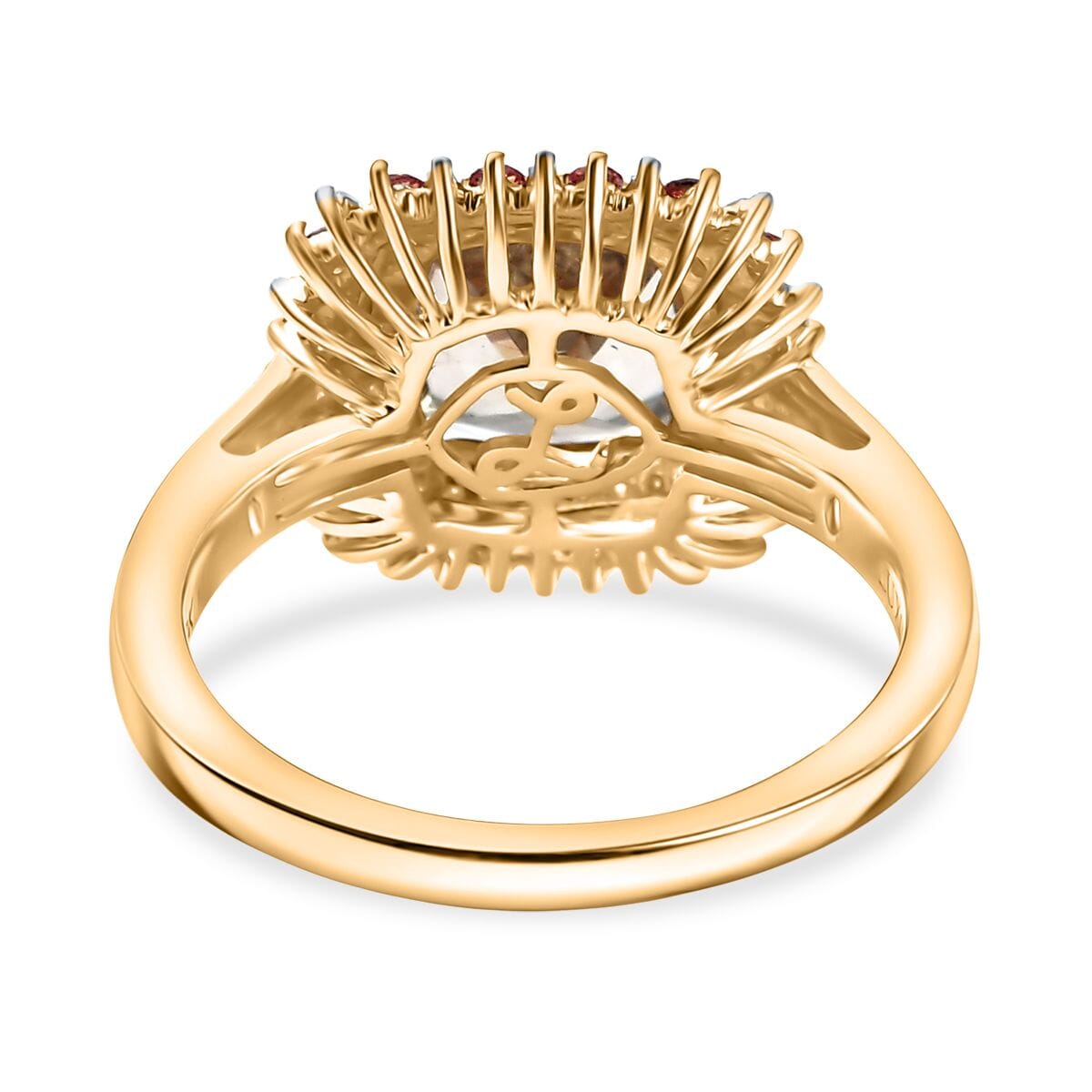 Luxoro AAA Turkizite, Padparadscha Sapphire and I2 Diamond 3.10 ctw Sunshine Ring in 10K Yellow Gold (Size 9.0) image number 4
