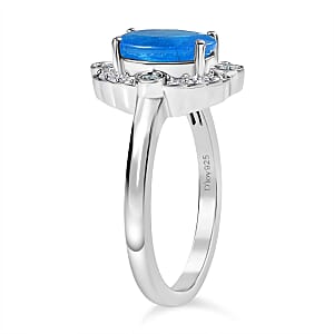 D'Joy Malgache Neon Apatite and Multi Gemstone 2.50 ctw Caribbean Spark Ring in Rhodium Over Sterling Silver (Size 10.0)