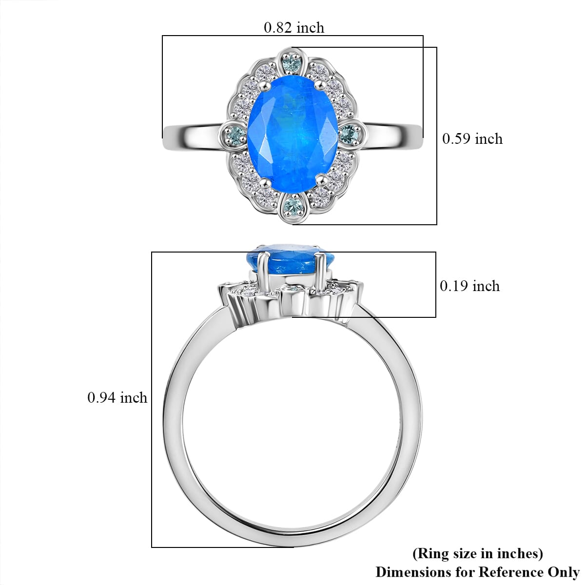 D'Joy Malgache Neon Apatite and Multi Gemstone 2.50 ctw Caribbean Spark Ring in Rhodium Over Sterling Silver (Size 7.0) image number 5