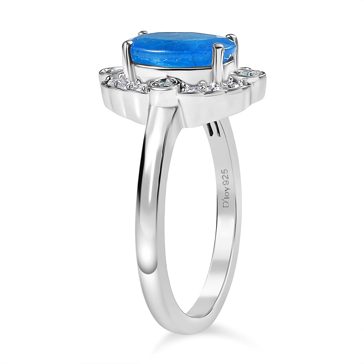 D'Joy Malgache Neon Apatite and Multi Gemstone 2.50 ctw Caribbean Spark Ring in Rhodium Over Sterling Silver (Size 9.0) image number 3