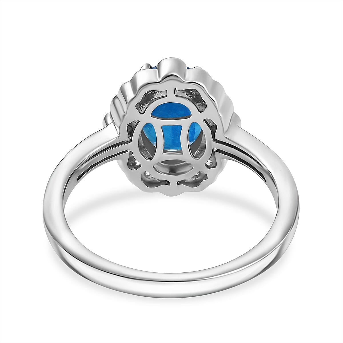 D'Joy Malgache Neon Apatite and Multi Gemstone 2.50 ctw Caribbean Spark Ring in Rhodium Over Sterling Silver (Size 9.0) image number 4