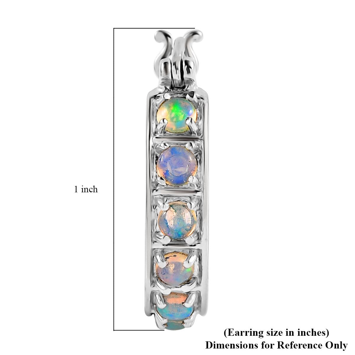 Ethiopian Welo Opal 1.00 ctw Hoop Earrings in Stainless Steel  image number 4