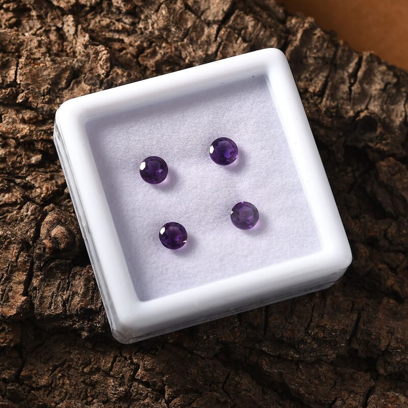 AAA African Amethyst Set of 4 (Rnd 5 mm) 1.67 ctw Loose Gemstone