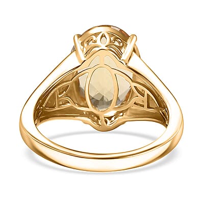 D'Joy Yellow Labradorite and Luxuriant Lab Grown Diamond 5.25 ctw Solaris Crown Ring in 18K Vermeil Yellow Gold Over Sterling Silver (Size 10.0)