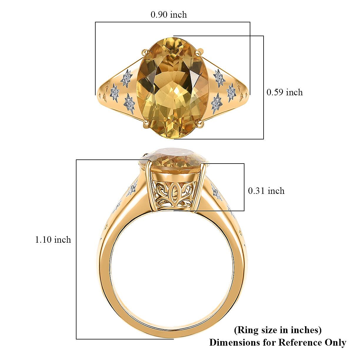 D'Joy Yellow Labradorite and Luxuriant Lab Grown Diamond 5.25 ctw Solaris Crown Ring in 18K Vermeil Yellow Gold Over Sterling Silver (Size 10.0)