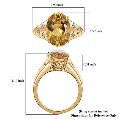 D'Joy Yellow Labradorite and Luxuriant Lab Grown Diamond 5.25 ctw Solaris Crown Ring in 18K Vermeil Yellow Gold Over Sterling Silver (Size 10.0)