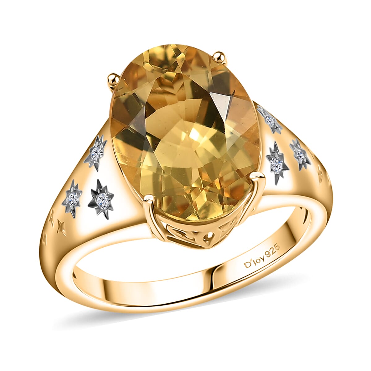 D'Joy Yellow Labradorite and Luxuriant Lab Grown Diamond 5.25 ctw Solaris Crown Ring in 18K Vermeil Yellow Gold Over Sterling Silver (Size 7.0) image number 0