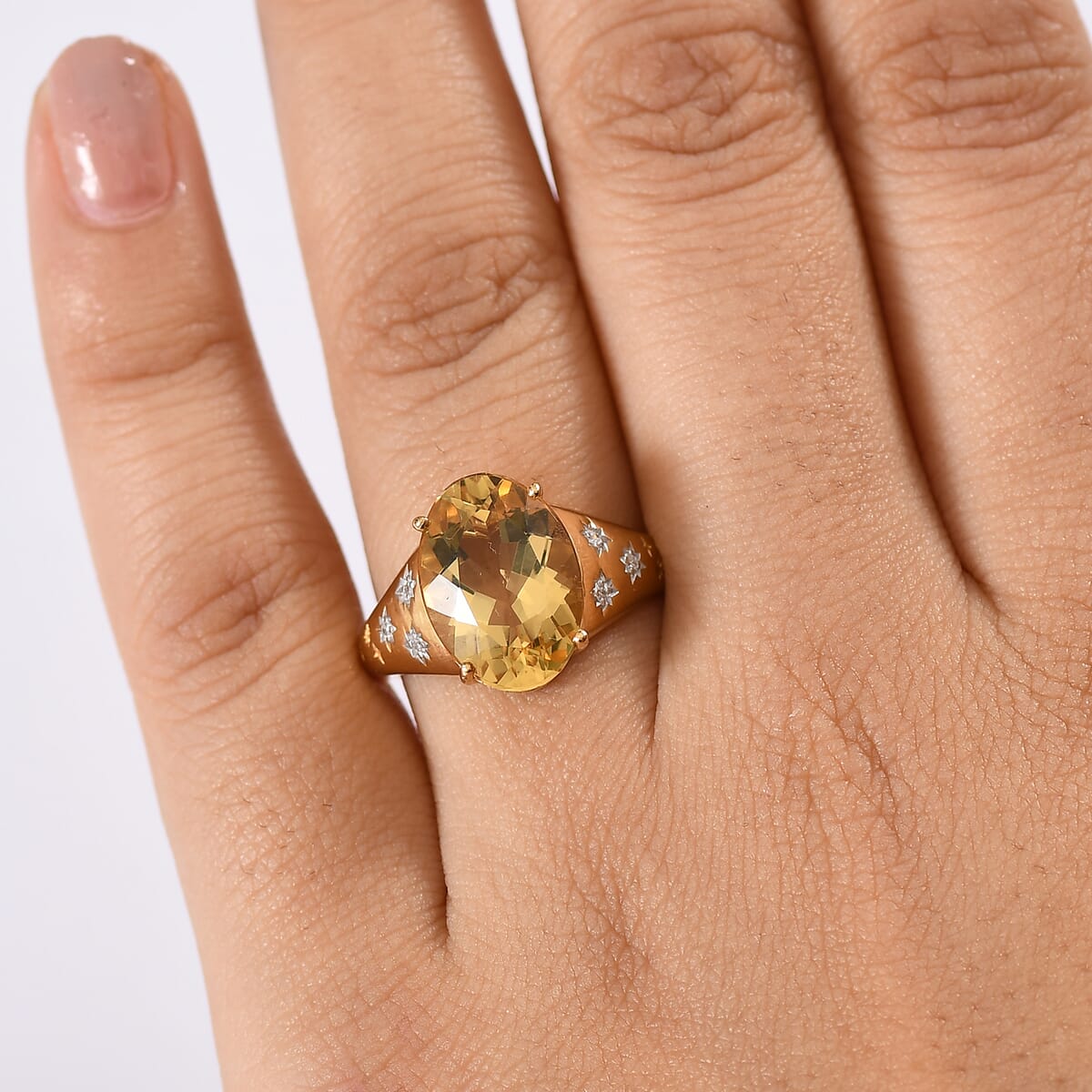 D'Joy Yellow Labradorite and Luxuriant Lab Grown Diamond 5.25 ctw Solaris Crown Ring in 18K Vermeil Yellow Gold Over Sterling Silver (Size 7.0) image number 2