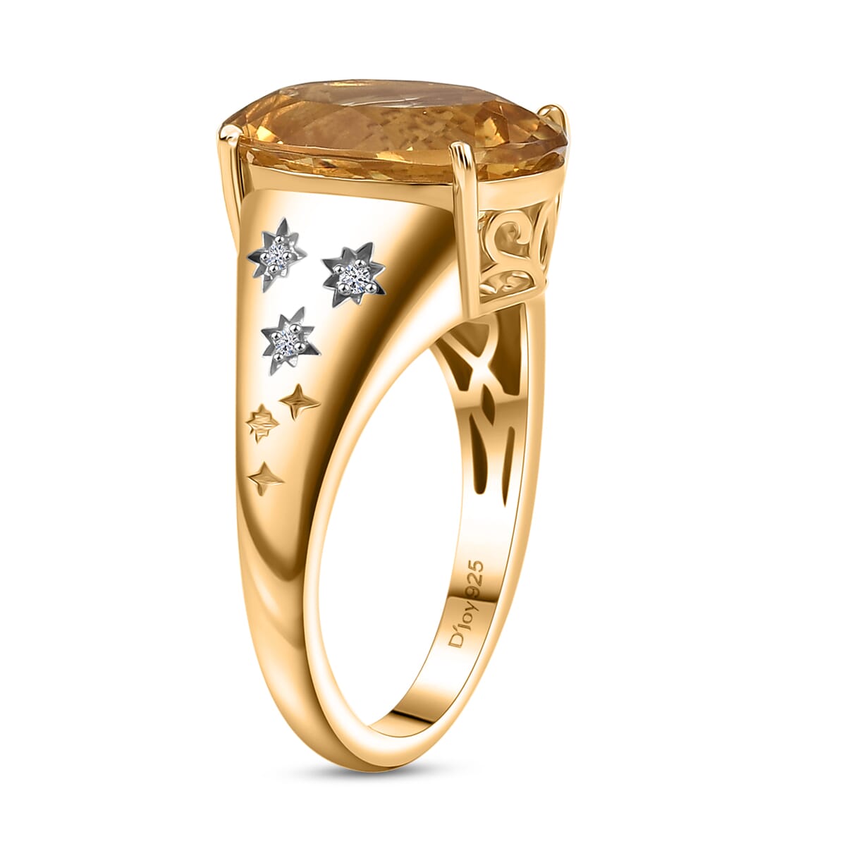 D'Joy Yellow Labradorite and Luxuriant Lab Grown Diamond 5.25 ctw Solaris Crown Ring in 18K Vermeil Yellow Gold Over Sterling Silver (Size 7.0) image number 3
