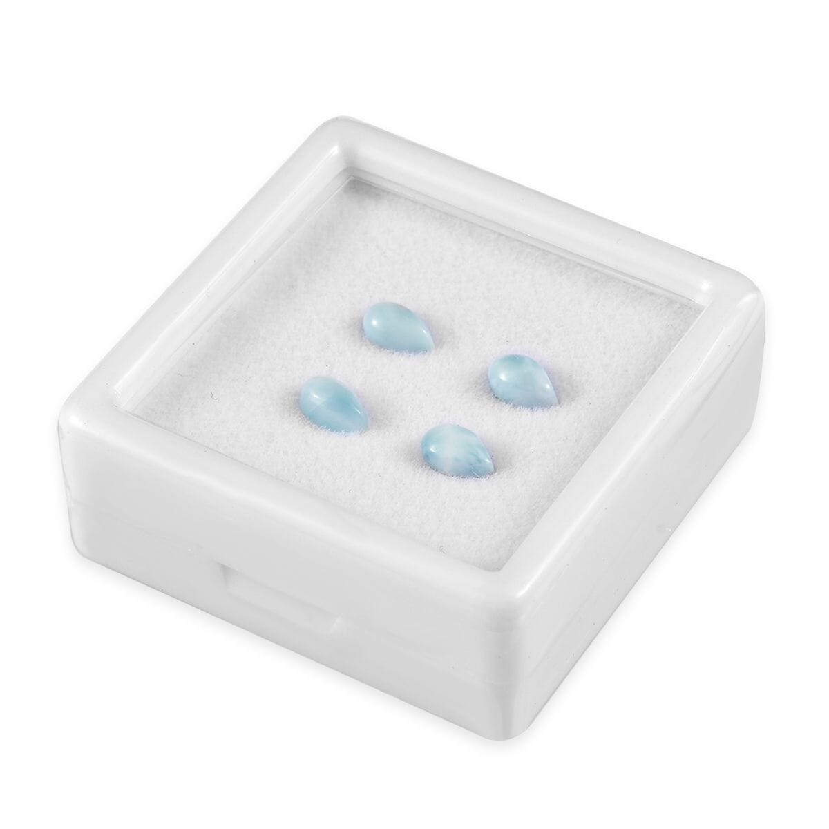 AA Larimar Set of 4 (Pear 6x4 mm) 1.95 ctw Loose Gemstone image number 2