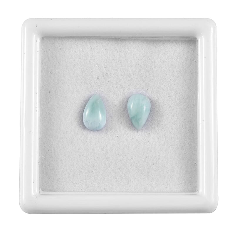Larimar Set of 2 (Pear 8x5 mm) 1.72 ctw Loose Gemstone