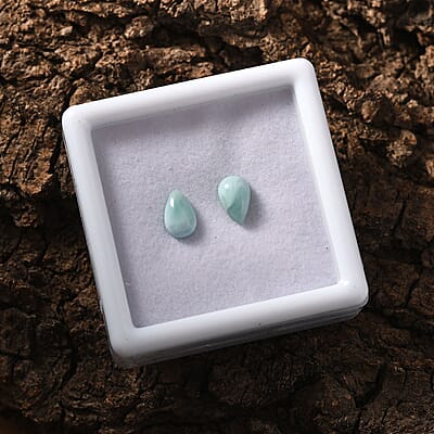 Larimar Set of 2 (Pear 8x5 mm) 1.72 ctw Loose Gemstone
