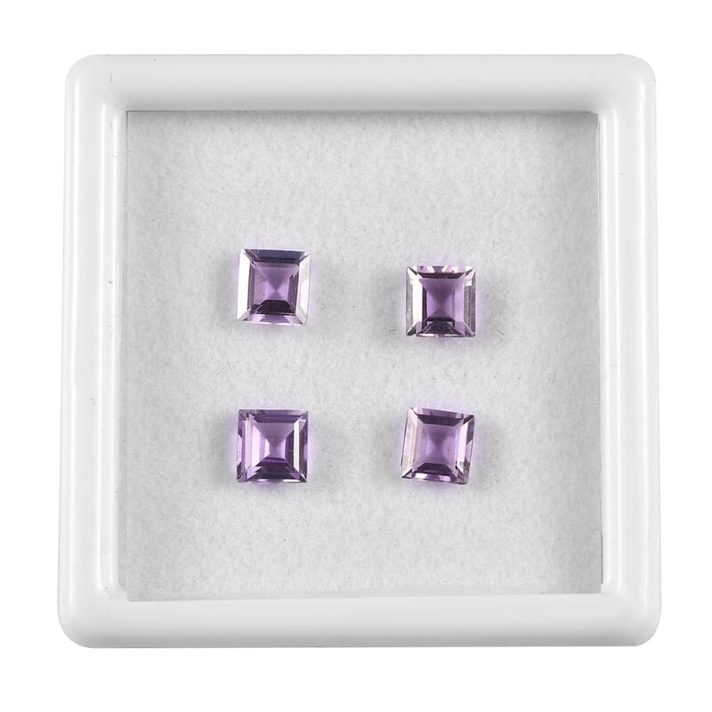 Rose De France Amethyst Set of 4 (Sqr 5 mm) 2.00 ctw Loose Gemstone