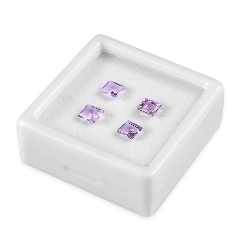 Rose De France Amethyst Set of 4 (Sqr 5 mm) 2.00 ctw Loose Gemstone