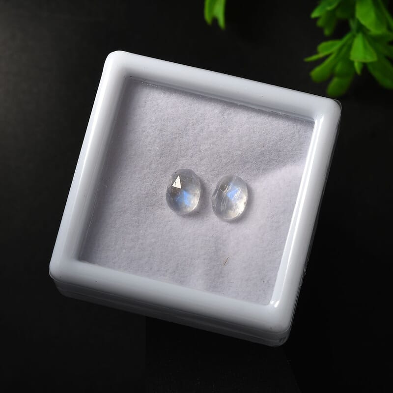 AAA Rainbow Moonstone Set of 2 (Ovl 8x6 mm) 2.54 ctw Loose Gemstone