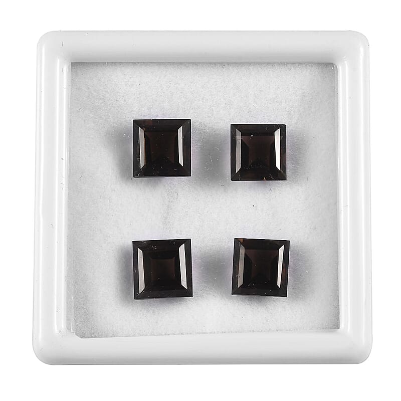 Brazilian Smoky Quartz Set of 2 (Sqr 7 mm) 6.52 ctw Loose Gemstone
