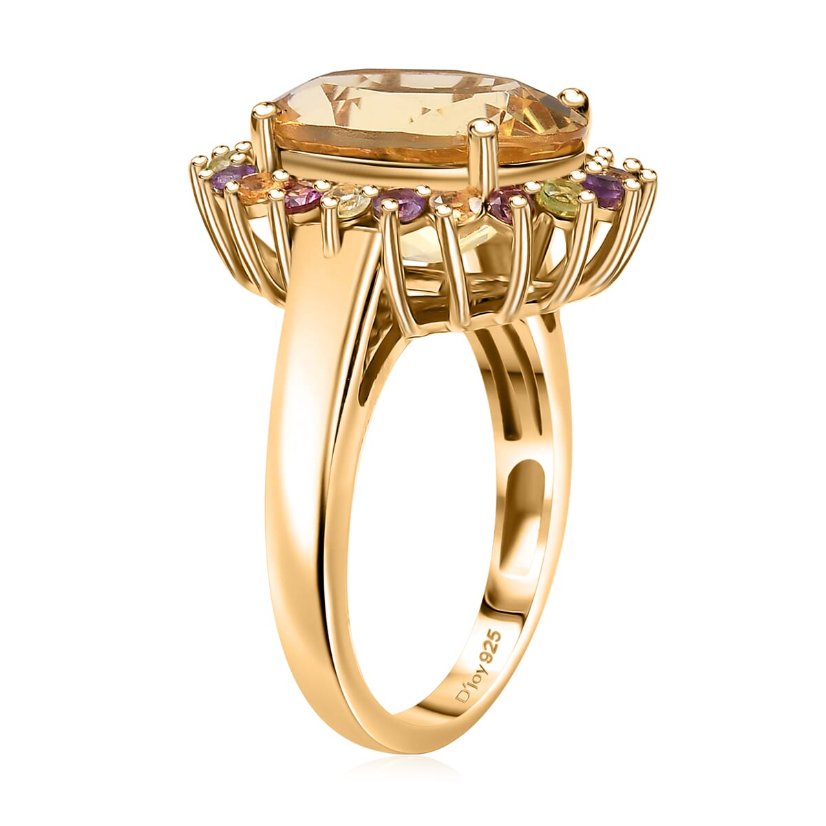 D'Joy Yellow Labradorite and Multi Gemstone 6.00 ctw Ring in 18K Vermeil Yellow Gold Over Sterling Silver (Size 10.0) image number 2