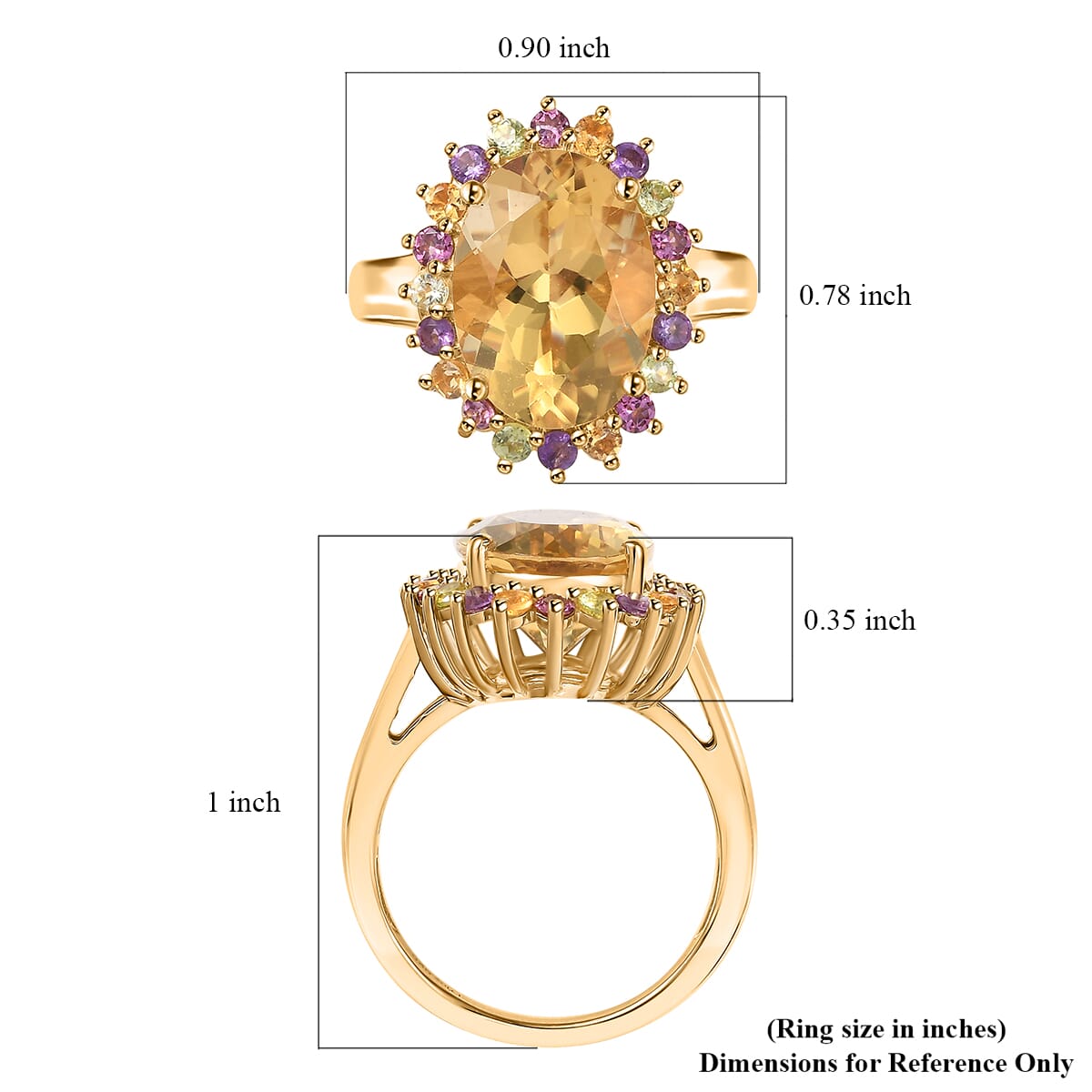D'Joy Yellow Labradorite and Multi Gemstone 6.00 ctw Ring in 18K Vermeil Yellow Gold Over Sterling Silver (Size 10.0) image number 4