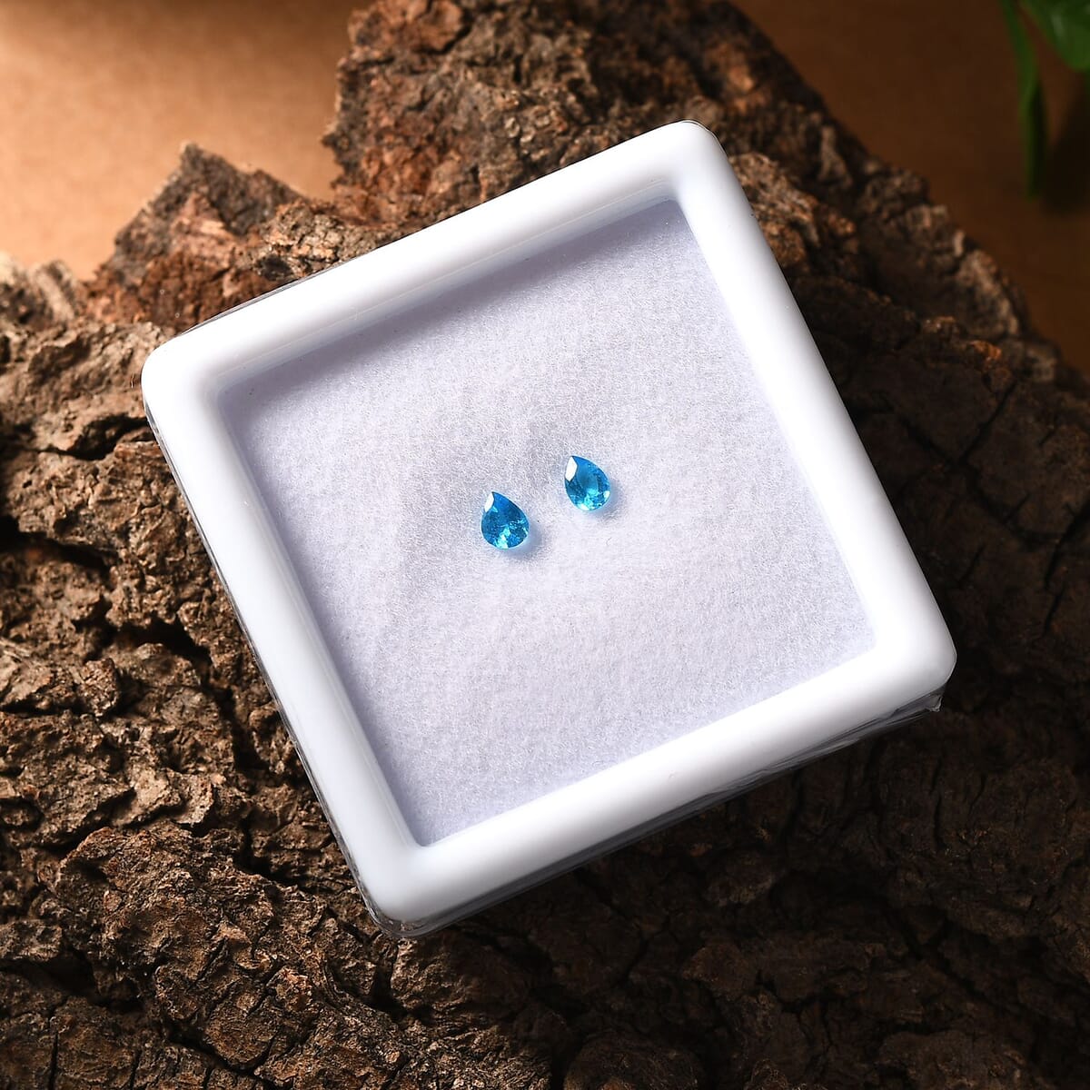 Malgache Neon Apatite Set of 2 (Pear 4x3 mm) 0.27 ctw Loose Gemstone image number 1