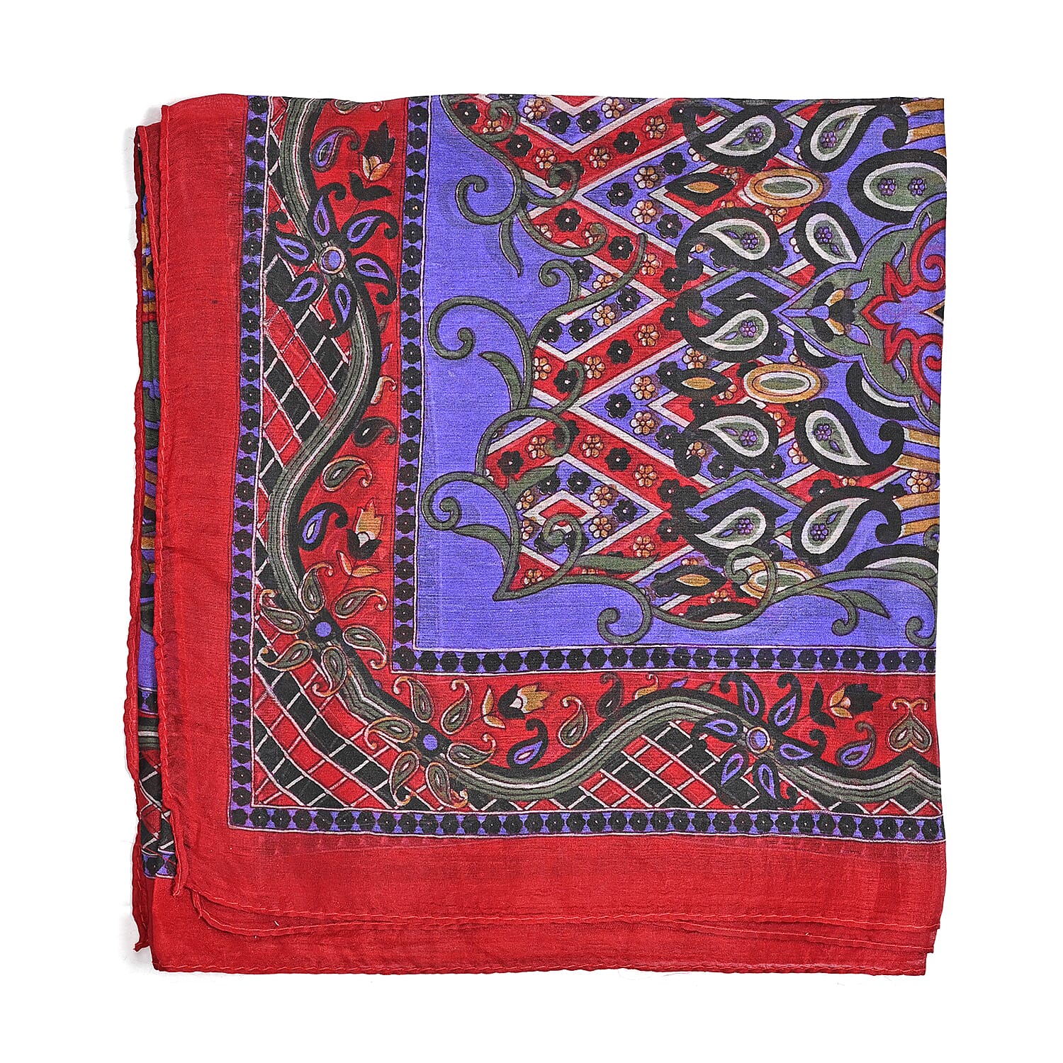 Red Silk Printed Scarf