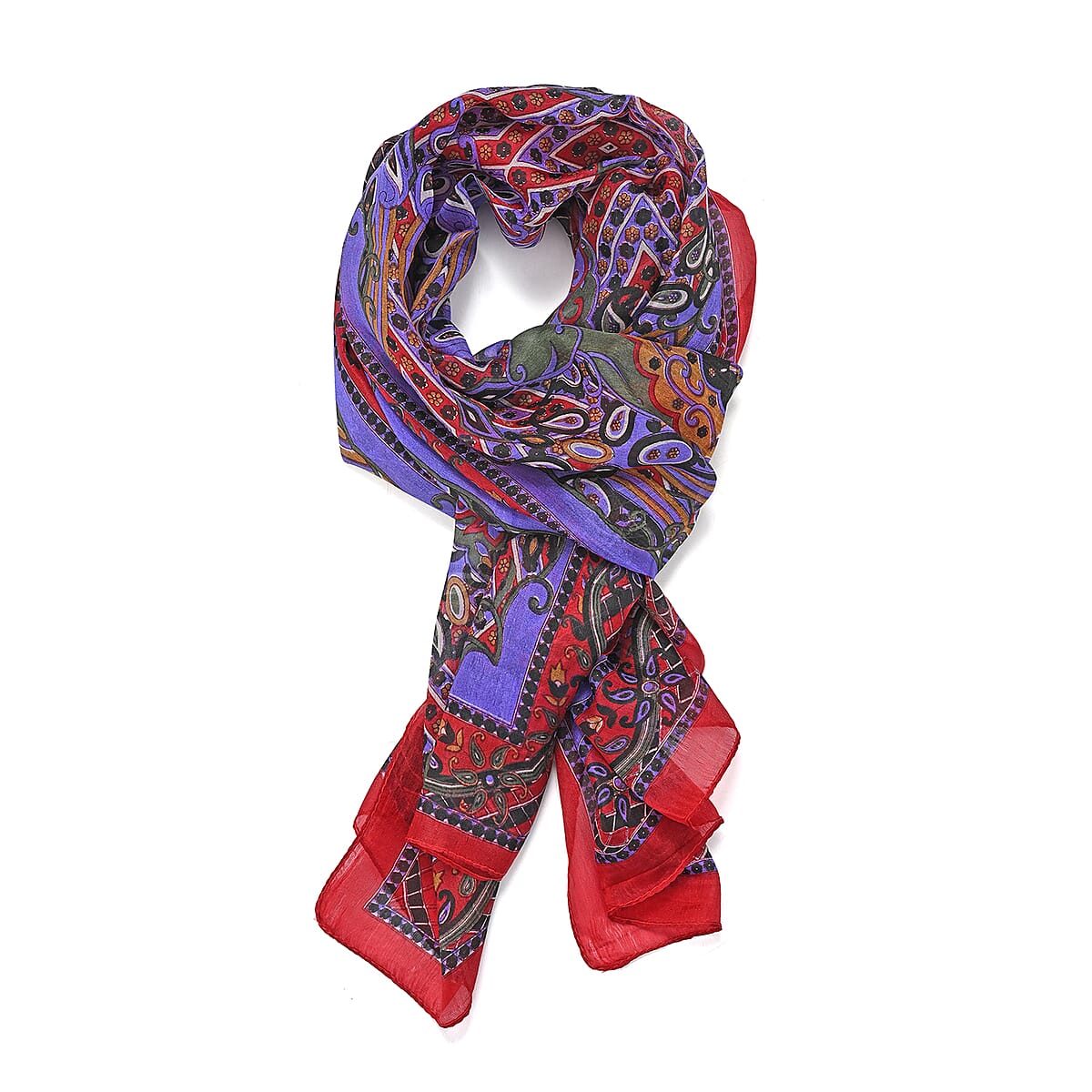 Red Silk Printed Scarf image number 4