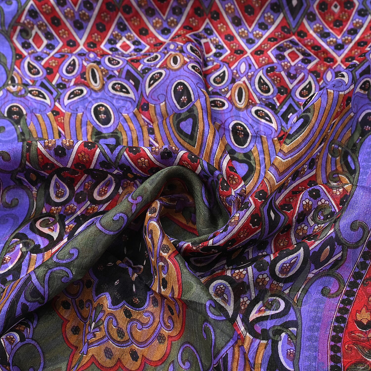 Red Silk Printed Scarf