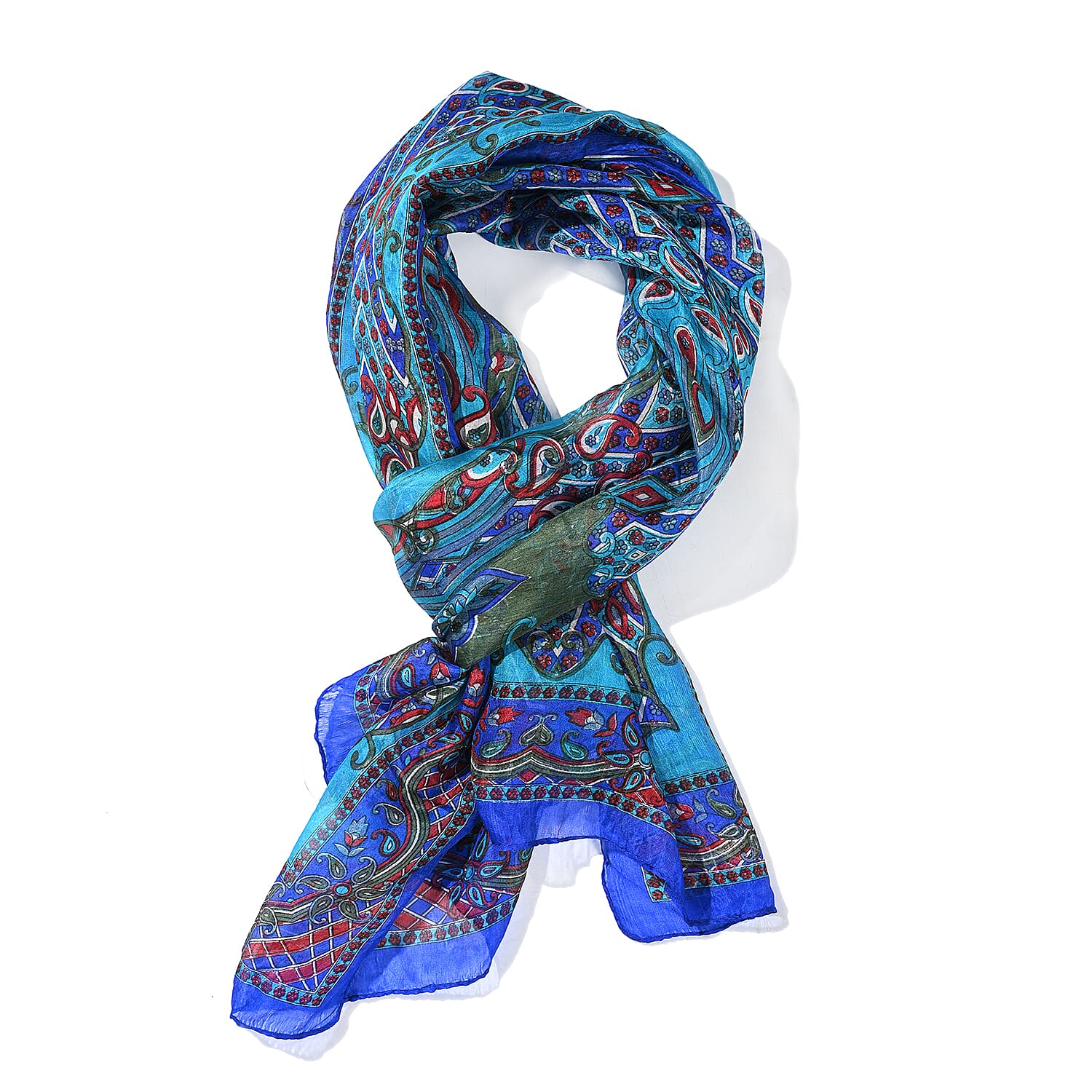小物 Hand Printed Silk Scarf - blue Buy Blue Silk Printed Scarf at ShopLC.