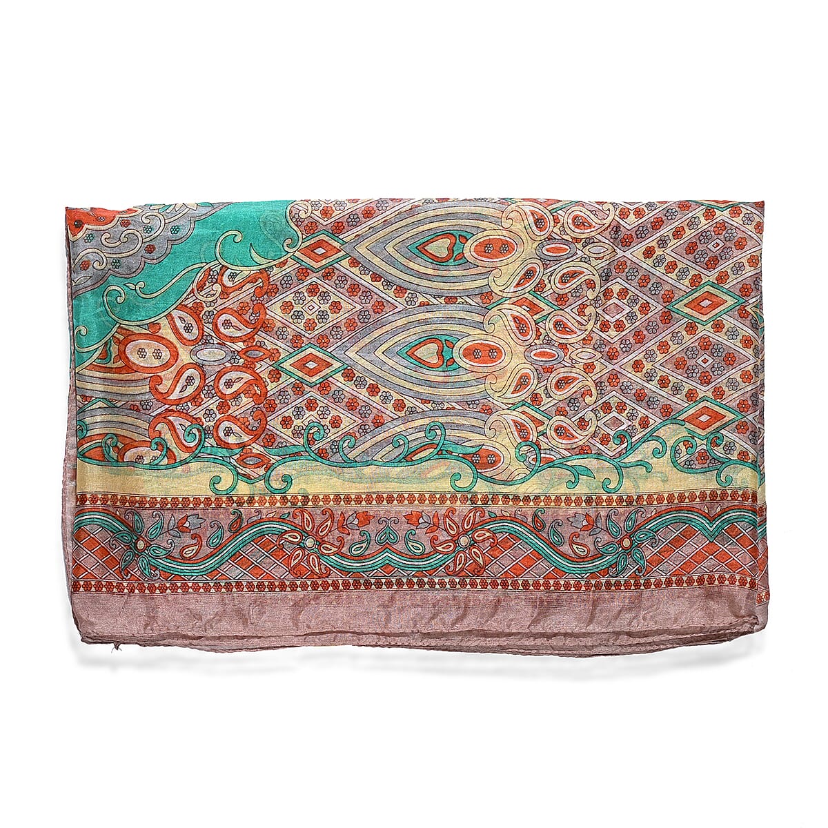 Beige Silk Printed Scarf image number 3