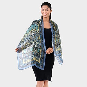 Grey Silk Printed Scarf