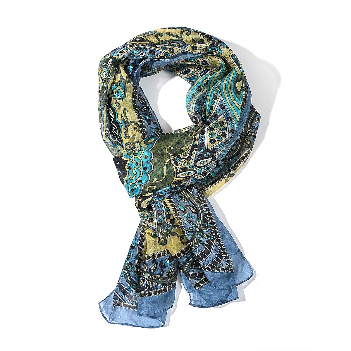 Grey Silk Printed Scarf image number 4