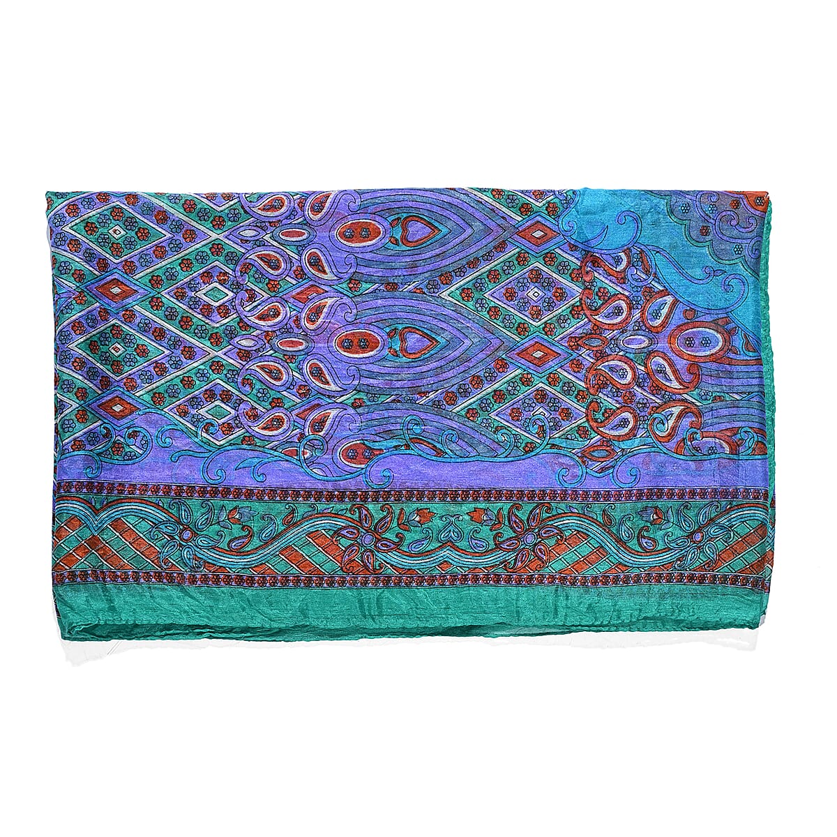 Green Silk Printed Scarf image number 3