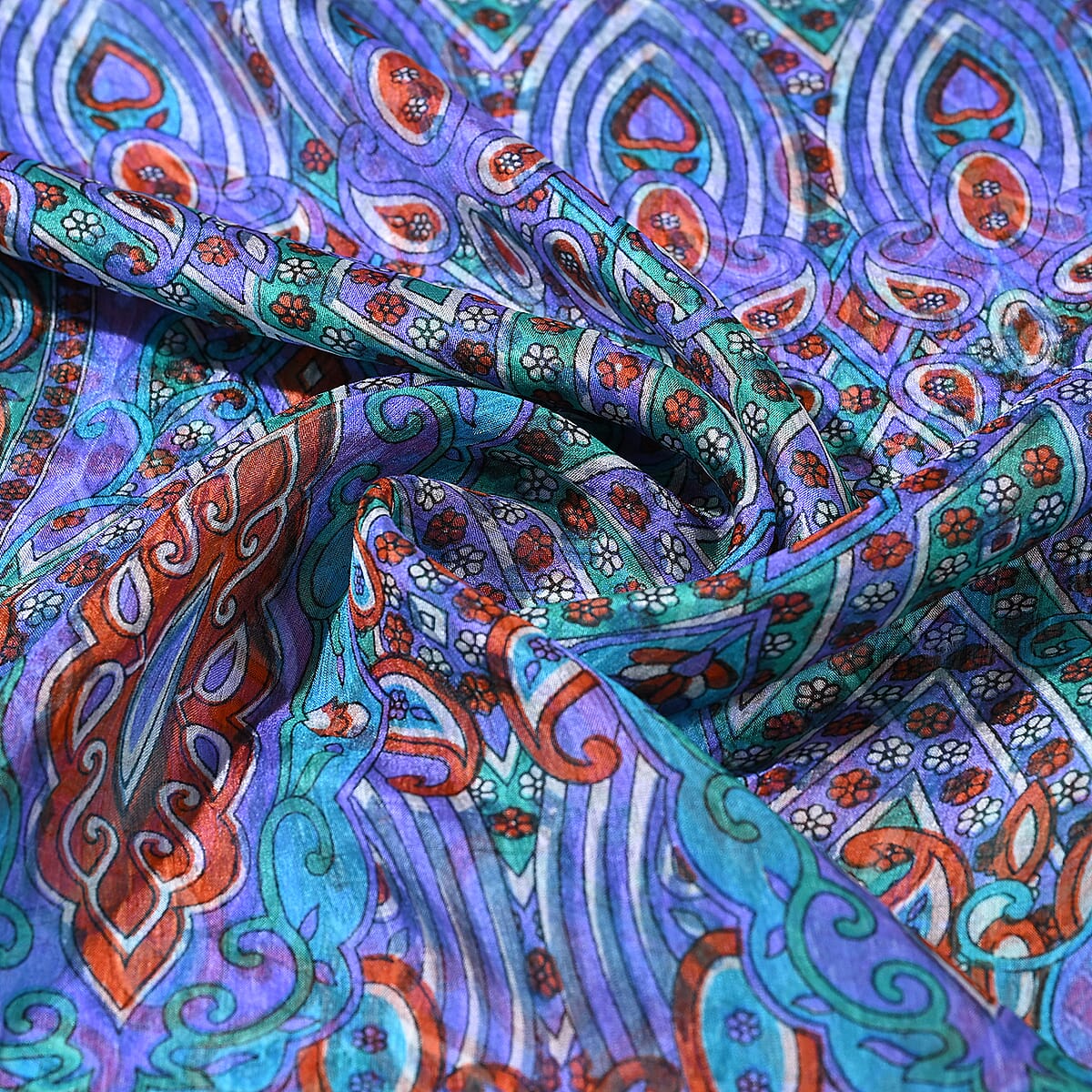 Green Silk Printed Scarf image number 5